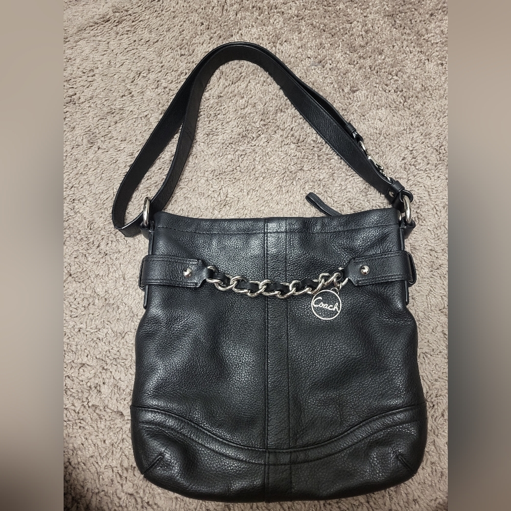 Vintage Coach black leather crossbody